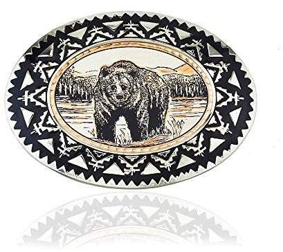 FRONT LINE JEWELRY Western-Cowboy-Gürtelschnallen, Bär, Ureinwohner, Hirsch, Wolf, Metall, Pferd, Adler, Zug, Wolf, Elch, Grizzly Bear, Large