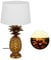 Relaxdays Tischlampe Ananas, Moderne Lampe mit Stoffschirm, E27 Fassung, Dekolampe mit Kabel, H x D: 54 x 30 cm, Gold