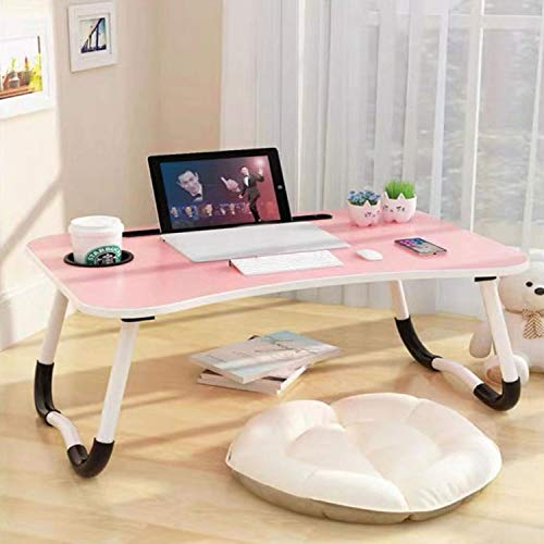 Laptop Bed Table, Breakfast Serving Tray, Notebook Stand, Reading Table, Sturdy Portable, Bed Tray with Cup Slot, Multifunctional Table (60 x 40 cm)