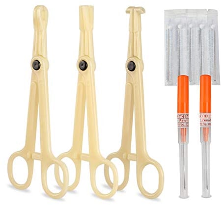 ATOMUS Body Piercing Clamp Kit for Body Piercing Navel Tongue Eyebrows Fingers Nose 2pcs 14G Needle 5pcs 16G Piercing Needles