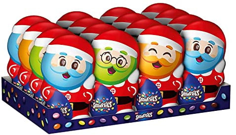 NESTLÉ SMARTIES Schoko-Weihnachtsmann aus Milchschokolade, Hohlfigur gefüllt mit SMARTIES Mini Schokolinsen, 16er Pack (16 x 85g)