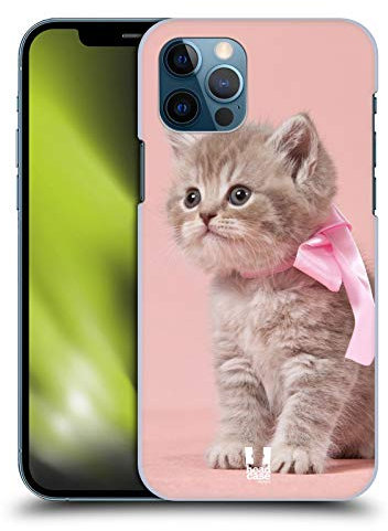 Head Case Designs Kitten With Pink Bow Cats Hard Back Case and Matching Wallpaper Compatible With Apple iPhone 12 / iPhone 12 Pro