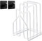 Hikinlichi Cutting Board Stand Organiser Rack Holder Kitchen Countertop Chopping Board Holder w 2 Adhesive Hooks Pots Pan Lids Rack 12.5x14.5x21.5cm White
