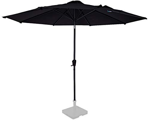 VONROC Ombrellone parasole da giardino Premium Recanati Ø300cm. Inclinabile. Tessuto UPF50+. Nero