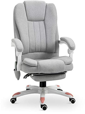 Vinsetto Massage Bürostuhl, Masage Sessel, Gaming Stuhl, Polyester, Schaumstoff, Nylon, Grau, 66 x 63 x 107-115 cm