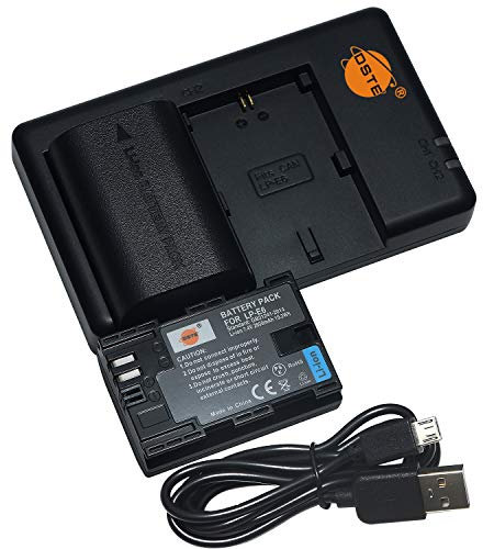 DSTE 7.4V 2600mAh LP-E6 Lithium Battery Pack(2 Packs) and Dual Charger Compatible with Canon LP-E6n and Canon EOS 5D Mark II/III, 5DS R, 7D, 7D Mark II, 80D, XC10 Camera
