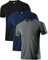 Holure Herren 3er Pack Sports Atmungsaktiv Schnelltrocknend Kurzarm T-Shirts Schwarz/Dunkelgrau/Marine L