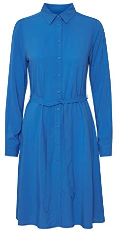 ICHI IHMAIN DR Damen Freizeitkleid Kleid 100% Viskose Hemdblusenkleid, Größe:40, Farbe:French Blue (184140)