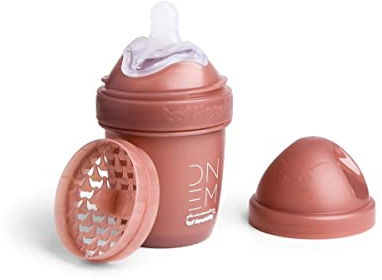 Herobility Double Biberon Anti Colique pour Bébé | Award-Winning Hero Baby Bottles | Soft Breast- Like Teat, Easy Mixing Lid & Net | Safe & Environment Friendly Materials (140 ml /5 fl oz, Woodchuck)