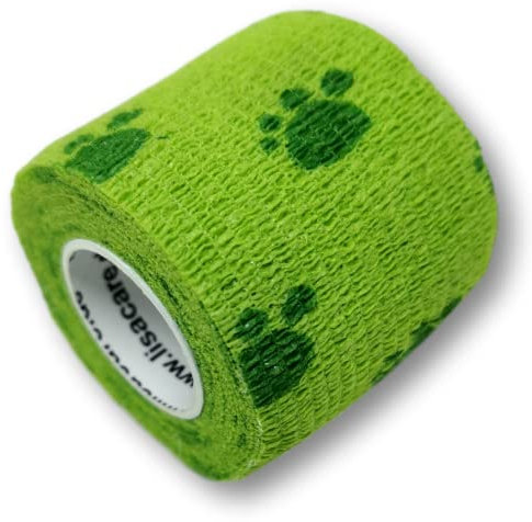 LisaCare Bandagen selbsthaftend - 4 Rollen 5cm breit - Haftbandag für Haustiere & Pferde - kohäsive, selbsthaftend, elastisch - Riesige Farb- & Motivauswahl (Tatze Grün)