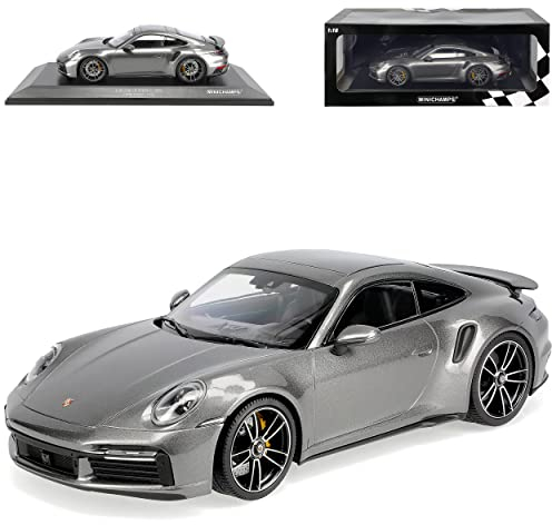 Porsche 911 992 Coupe Turbo S Grau Metallic Neue Generation Ab 2019 limitiert 1 von 302 Stück 1/18 Minichamps Modell Auto mit individiuellem Wunschkennzeichen