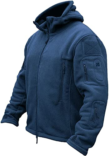 TACVASEN Antivento Giacca in Pile da Uomo Outdoor Militare Caldo Cappotto, Zaffiro, M