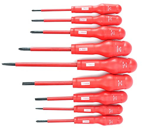 Juego de Destornilladores Aislados, Destornillador de Electricista Mayor Dureza Antideslizante Práctico Y Conveniente para Mantenimiento Instalación de Agua Y Electricidad