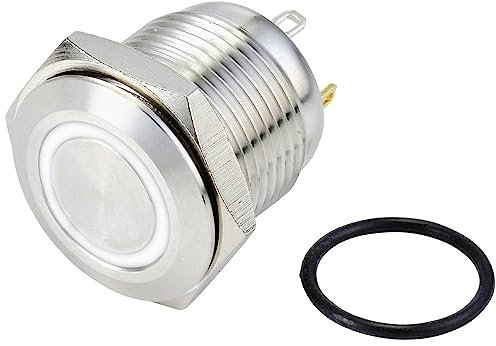 TRU COMPONENTS TC-10090924 GQ16F-10E/J/W/24V/S Vandalismusgeschützter Drucktaster 48 V/DC 2 A 1 x Aus/(Ein) tastend Wei