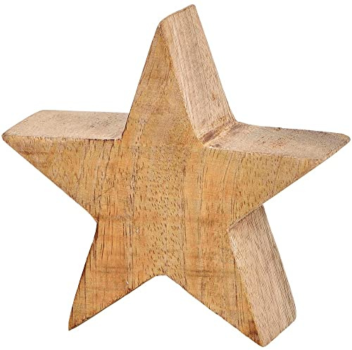 matches21 Dekofigur Stern Mangoholz Holzstern Figur Aufsteller Winterdekoration Weihnachten Holz Natur 1 STK 10x10x4 cm