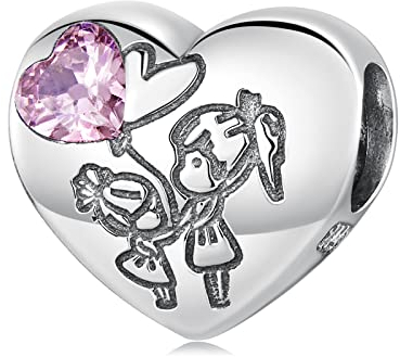 NINGAN Schwester und Schwester 925 Sterling Silber Herz-förmige Perlen Anhänger Kompatibel mit Damenarmband