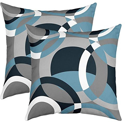 2er Set Kissenbezüge Geometrische Kissenbezüge 40x40cm Weiche Geometrie Quadrat Dekokissen für Couch Sofa Schlafzimmer Kissenhülle Blau Weiß Grau Kissenbezug Sofakissen Couchkissen