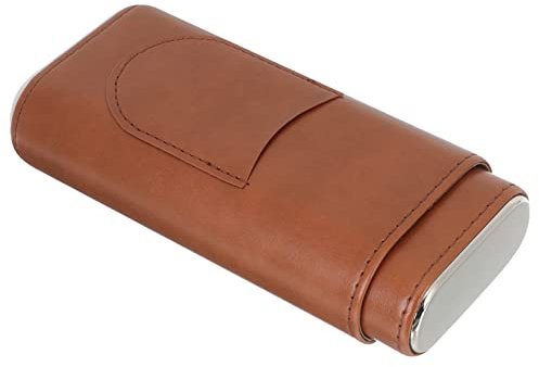 HEMOTON Portable Cigar Case Humidifier and Hygrometer Travel Cigar Holder for 5 Sturdy Leather Storage Box Accessories for Enthusiasts