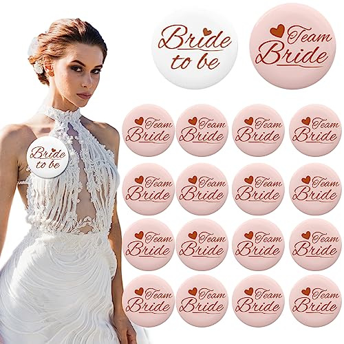 PLATEYTR Insignia Broche Pin de Novia en Inglés, 1pcs Novia Bride “Bride” + 17pcs Team Bride “Team Bride”, Accesorios Novia para Boda Dama de Honor Despedida de Soltera Fiesta Decoración Party