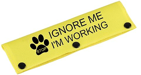 Lustige Hundeleine, für Arbeitshunde, Geschenk, Stop Ignore Me I'm Working Hundeleine, mit Warnung, zum Aufhängen (Stop Ignore Me-YE Sleeve)