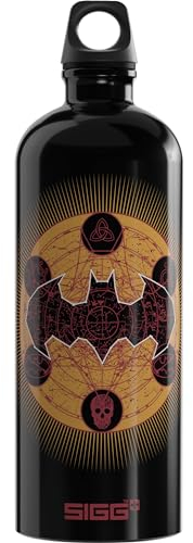 SIGG - Alu Trinkflasche - Traveller Batman Guardian - Klimaneutral Zertifiziert - Für Kohlensäurehaltige Getränke Geeignet - Auslaufsicher - Federleicht - BPA-frei - Outdoor - Schwarz - 1L