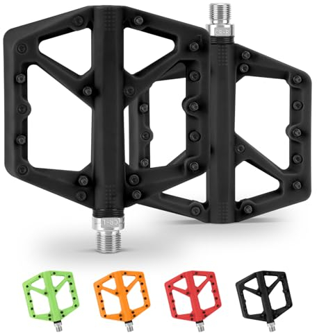 KOMCLUB Mountainbike Pedale, rutschfeste MTB Aus Nylonfaser, 9/16 Fahrradpedale, Leichte Und breite Flache Plattform Pedale Für Road Mountain BMX MTB