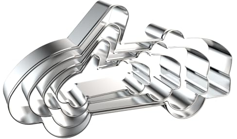 QAAQS Convertible Car Cookie Cutters Shapes Set Assorted Sizes - 5 inch, 4 inch, 3 inch, 2 inch - Sports Racing Car Vehicle Cookie Cutter Mold - Stainless Steel