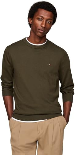 Tommy Hilfiger Herren Pullover Crew Neck Regular Fit, Mehrfarbig (Army Green), M