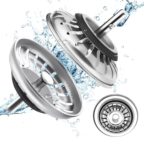 1 Pièces Crépine d'évier de Cuisine, Filtre Évier Cuisine, 304 Bouchon Evier Cuisine Inoxydable, Bonde à Panier Filtre Evier, Panier à Tamis pour Évier, pour Cuisine et Salle de Bain Diamètre 78mm.