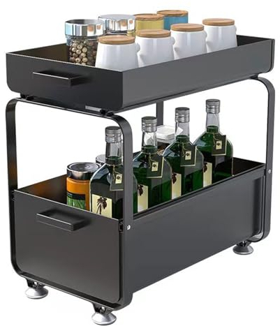 Wansiman Estante de Almacenamiento Debajo del Fregadero,Deslizante Almacenaje Debajo Fregadero,Organizador Armario Fregadero Cocina,Estante de Almacenamiento para Baño y Cocina,para Cocina,Baño,hogar