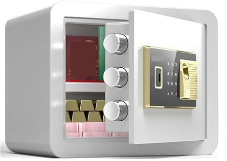 Sicherheitssafe, Safe Box Mechanischer Safe Haushalts-Mini-Ganzstahl-Büro-Safe Mit Finrabdruck-Passwort Robust und langlebig, sicher für wertvolle Gelddok (Color : Ore white, Size : 1 UK)