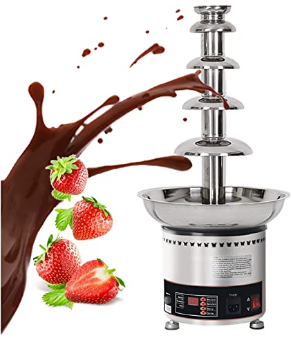 sjdoPulse Electric Chocolate Fountain, 5-Tiers 304 Stainless Steel Commerical Chocolate Fondue Easy To Assemble Perfect For Nacho Cheese, Bbq Sauce, Ranch, Liqueurs