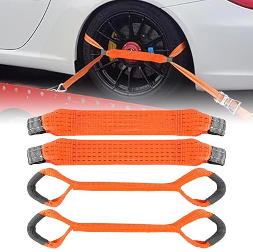 Spanngurte Autotransport, 4 Stück Quergurt für Spanngurt 50mm, Radsicherungsgurte, Auto Transport Gurt, Zurrgurt Radsicherung, Motorradspanngurt, Radsicherung Zurrgurte für Auto Motorrad PKW KFZ