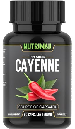 Cayenne Pepper Capsules - 90 Vegan Capsules | High Strength Up to 1500mg | Natural Herbal Supplement | 100% Natural & Vegetarian Friendly | By NutriMali