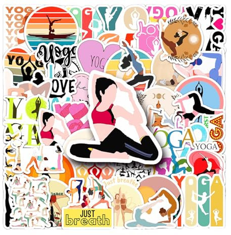 Elegante Yoga Aufkleber Niedliche Sportaufkleber für Frauen/Damen, 50 Stück wiederverwendbare wasserdichte Aufkleber für Booktok, Ipad, Wasserflasche, Journale, Planer, Handyhülle
