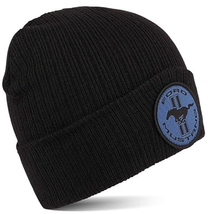 Ford Mustang Logo Beanie Mütze Schwarz