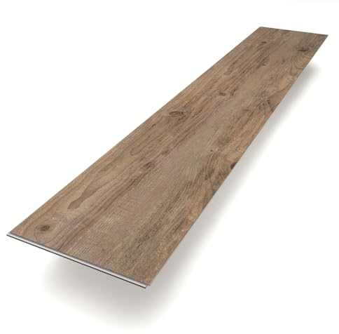 Vinylboden Klick Vinyl Premium Eiche Jever | Braun Holzoptik | integrierte Trittschalldämmung | 1210 x 228 x 5,0 mm | Paket mit 2,2 m² | Fußbodenheizung geeignet | 100% wasserfest | Bodenglück