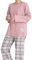 Pyjama Femme Hiver Doux Confortable Chaud Ensemble Manches Longues Bas à Carreaux Grande Taille