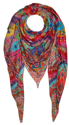 Lorenzo Cana - XXL Kaschmir Seide Damen Schal Tuch 50% Kaschmir 50% Seide farbenfroh mehrfarbig bedruckt 140 x 140 cm Umschlagtuch Schaltuch Schal Stola bunt Pashmina 78637