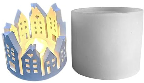 Silikonformen Gießformen Häuser, Kerzenhalter Silikonform, Rund Lichthäuser, Für Sojawachs Kerzen Seife Gips Handwerk