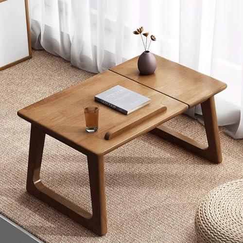 Tavolino basso regolabile per soggiorno, color legno di ciliegio, facile da montare, perfetto per tè, sala da pranzo, balcone, tatami - 60,5 x 35 cm