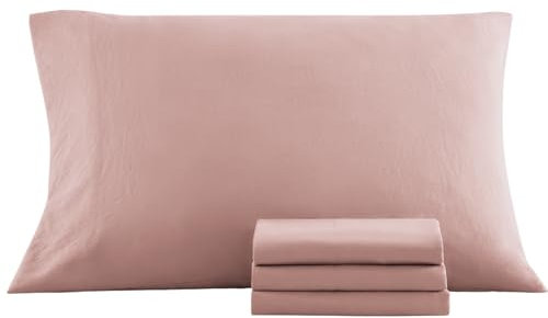 Casa Platino 4 Pack Pre-Washed Pillow Cases - Standard 50x75 cm - Soft Brushed Microfiber with Envelope Closure - Wrinkle Resistant and Durable - Sepia Rose