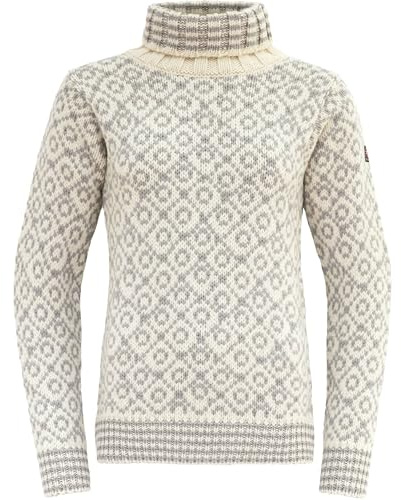 Devold Unisex Svalbard High Neck Pullover, Offwhite-Grey, L