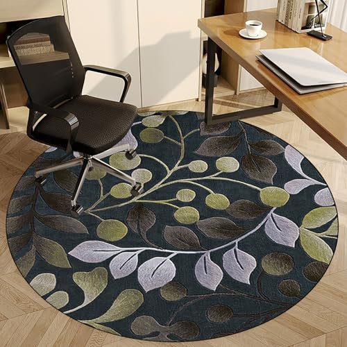 Fzamudng Rund Gaming Bürostuhl Stuhlmatten 90 cm - Bodenschutzmatte für Teppich- Schutzmatte für Laminat, schreibtischstuhl unterlage - Stuhlmatte für Home Office schützt Hartholzbö