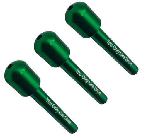 Giditrus Paille à Cocktail Courte en Métal, Réutilisable, Facile à Nettoyer, Grande, Verte, Slogan - You Only Live Once, Paquet de 3