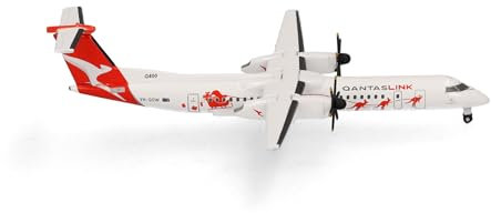 Herpa Modellflugzeug QantasLink Bombardier Q400 Dasher-8 Miniatur im Maßstab 1:500, Sammlerstück, Modell ohne Standfuß, Metall