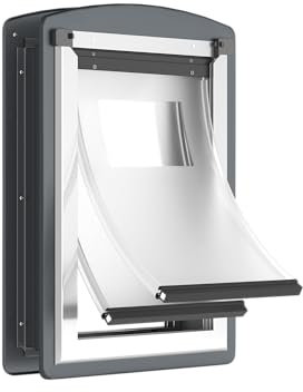 MAVRICPOWER Große Katzentür aus Stahl für Außentür, Katzentür innen mit zwei Schiebetüren, Haustiertür für Katzen und Hunde bis zu 9 kg