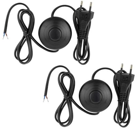 GERUI 2 interruptores de pie con botón de presión, interruptor de luz, color negro, cable de alimentación de 1,8 m