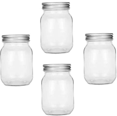 NAMOARLY 4 Stück Einmachgläser aus mit Schraubdeckel Luftdicht für Obst und Snacks Vielseitige Glasbehälter für Lebensmittelaufbewahrung