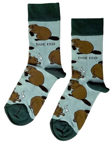 Bare Kind Save The Beavers Pale Green Unisex Novelty Ankle Socks Adult UK Size 4-7